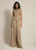 Taupe Pleated Wide Trousers sold by Mint Velvet