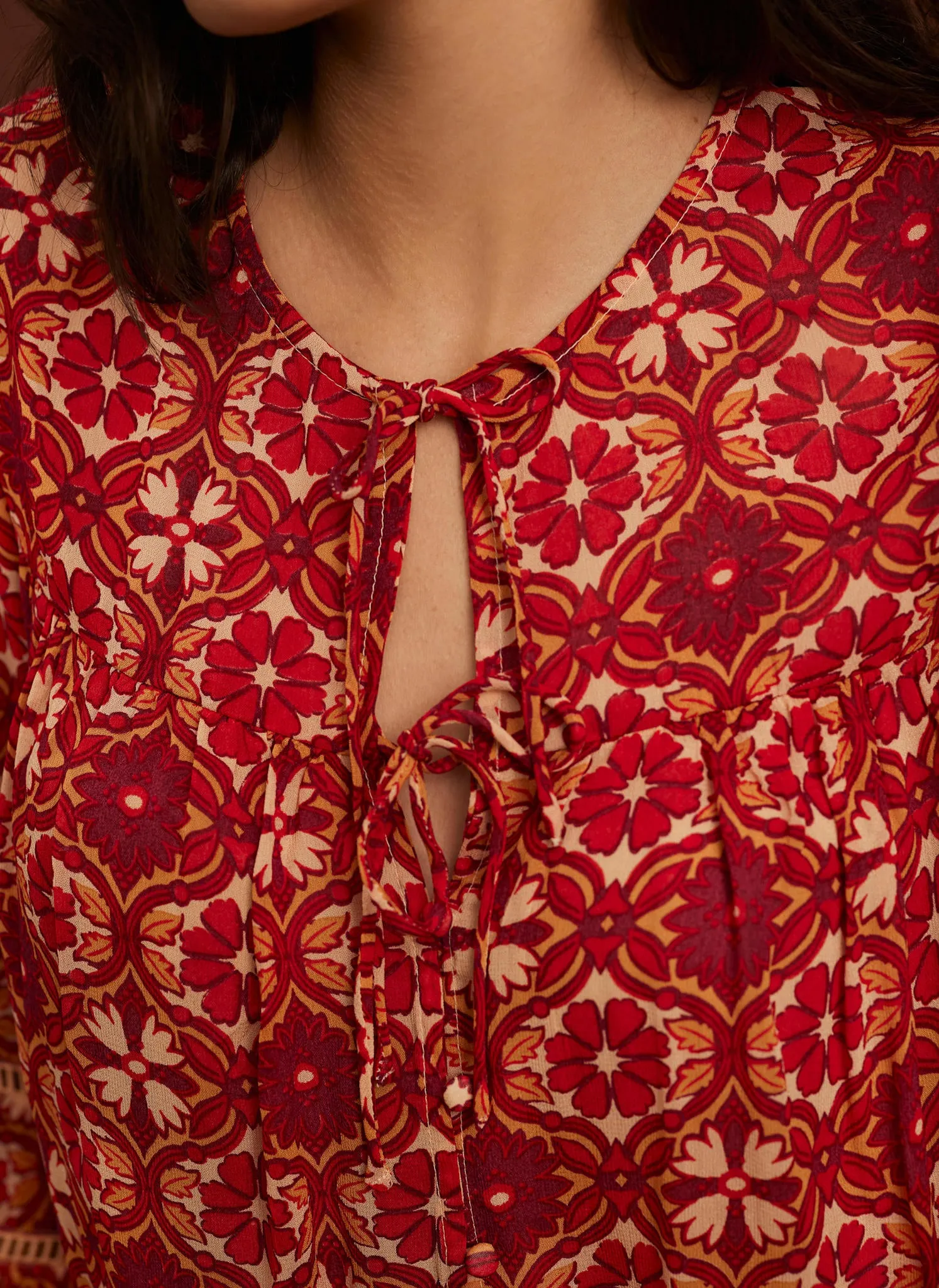 Orange Floral Print Boho Blouse sold by Mint Velvet product image thumbnail 4