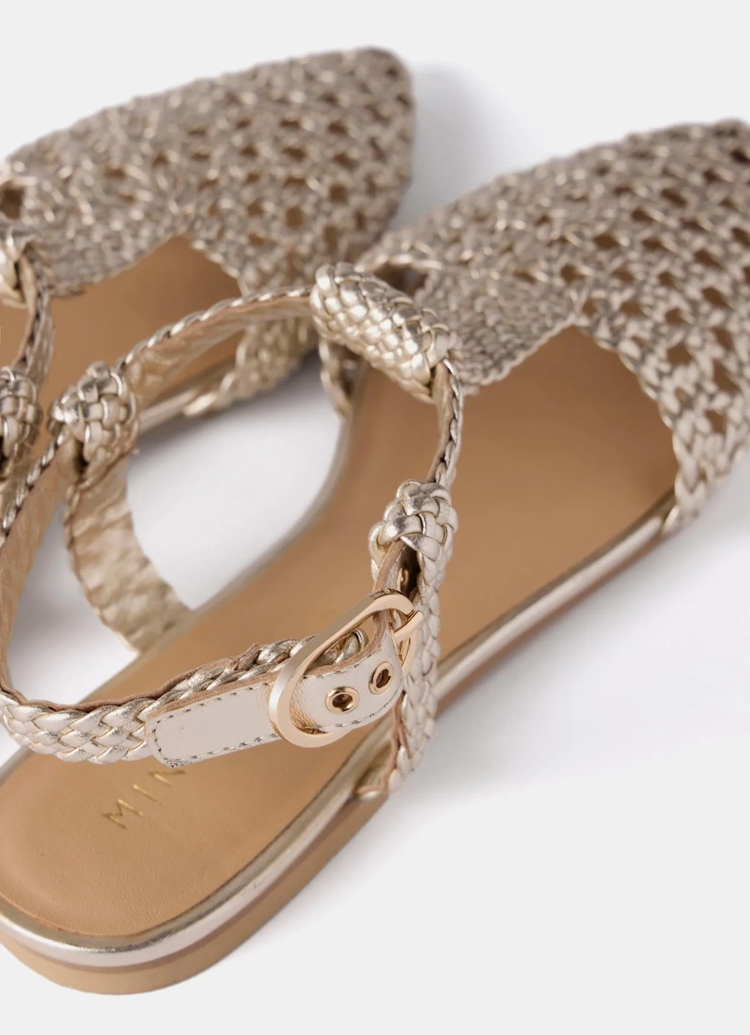 Layla Gold Leather Woven Flat Shoes sold by Mint Velvet product image thumbnail 3