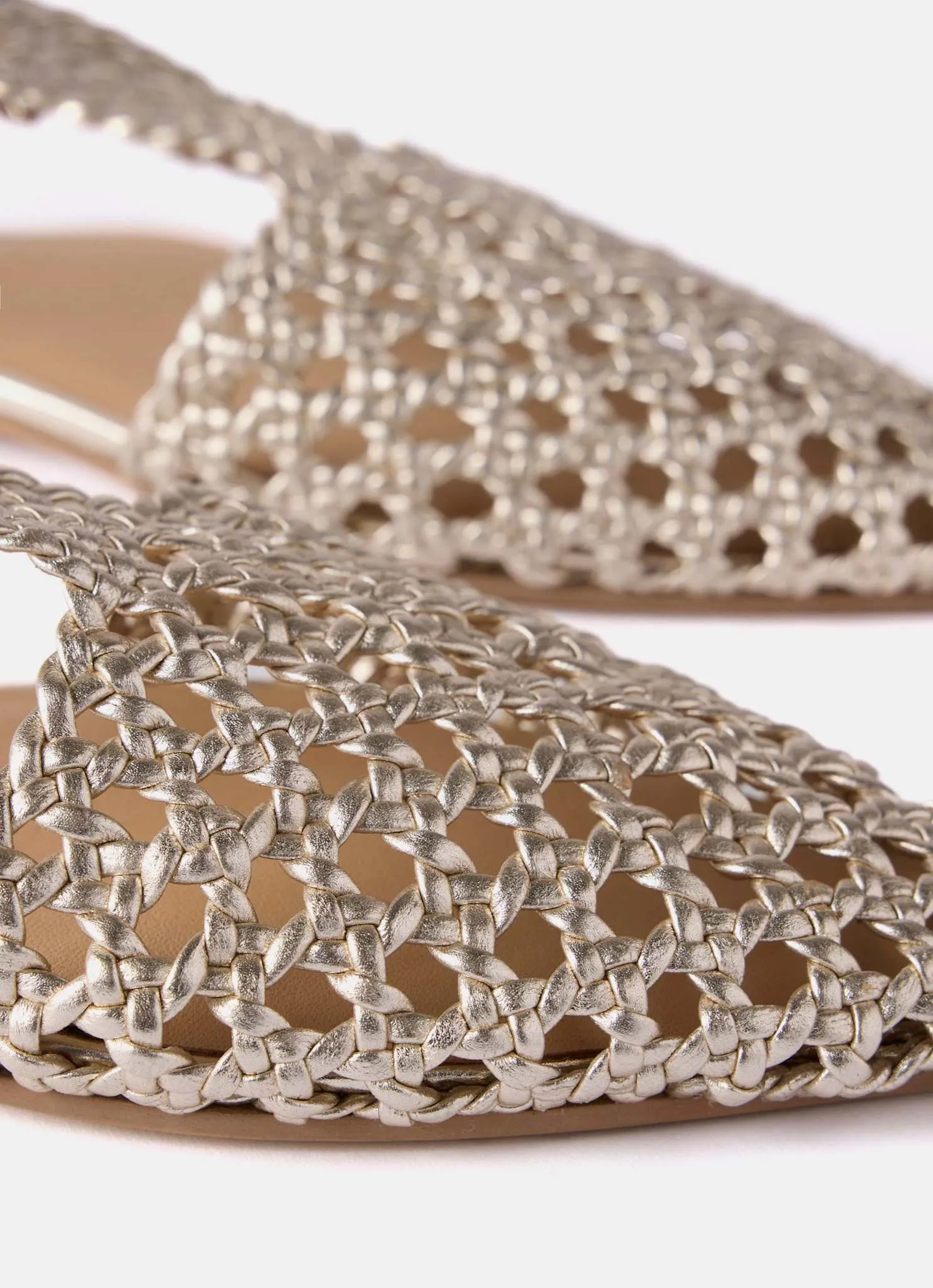 Layla Gold Leather Woven Flat Shoes sold by Mint Velvet product image thumbnail 4