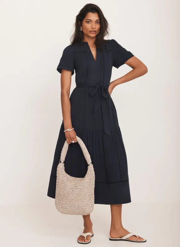 Navy Cotton Midi Dress sold by Mint Velvet
