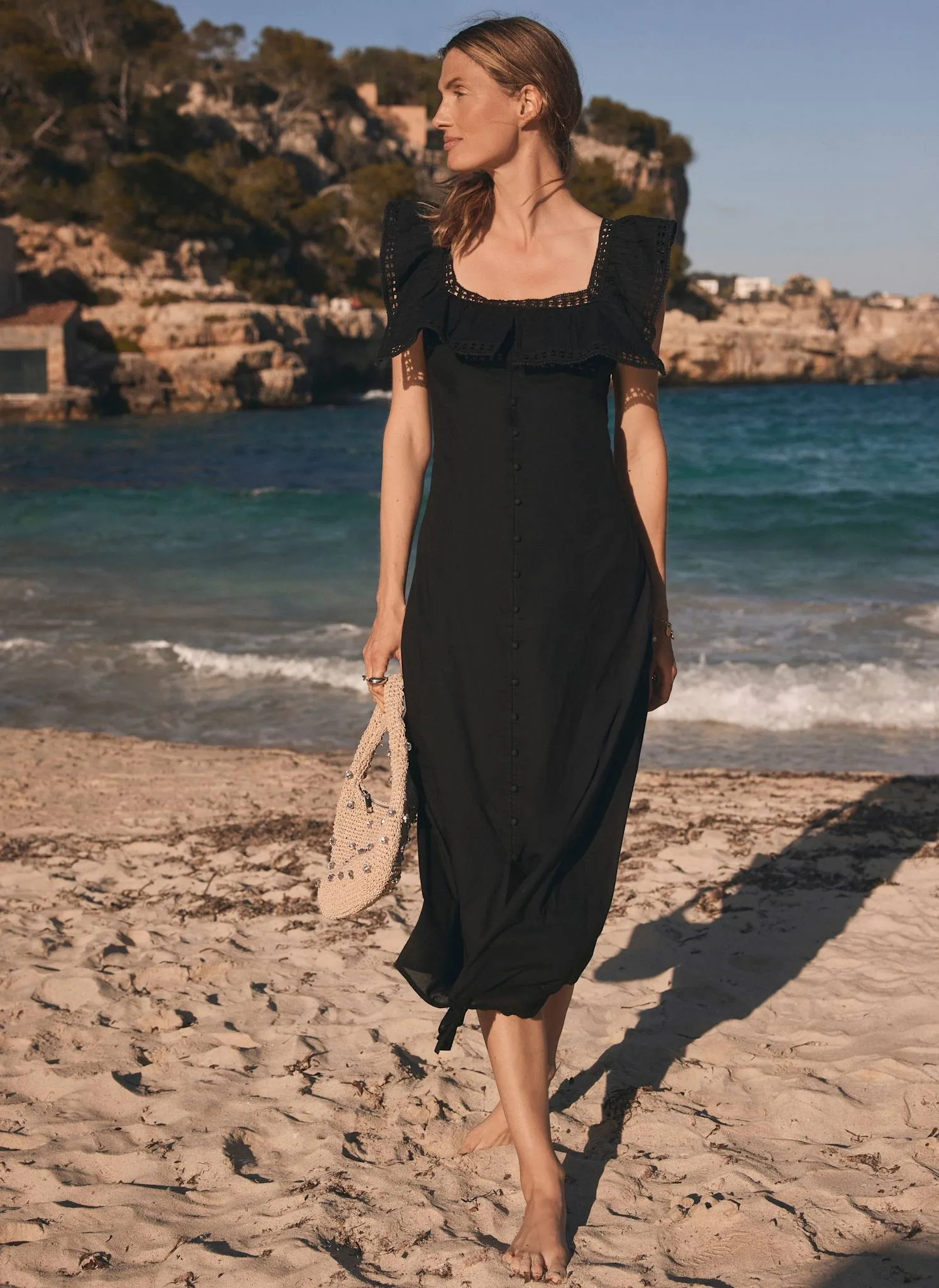 Black Poet Collar Midi Dress sold by Mint Velvet product image thumbnail 2