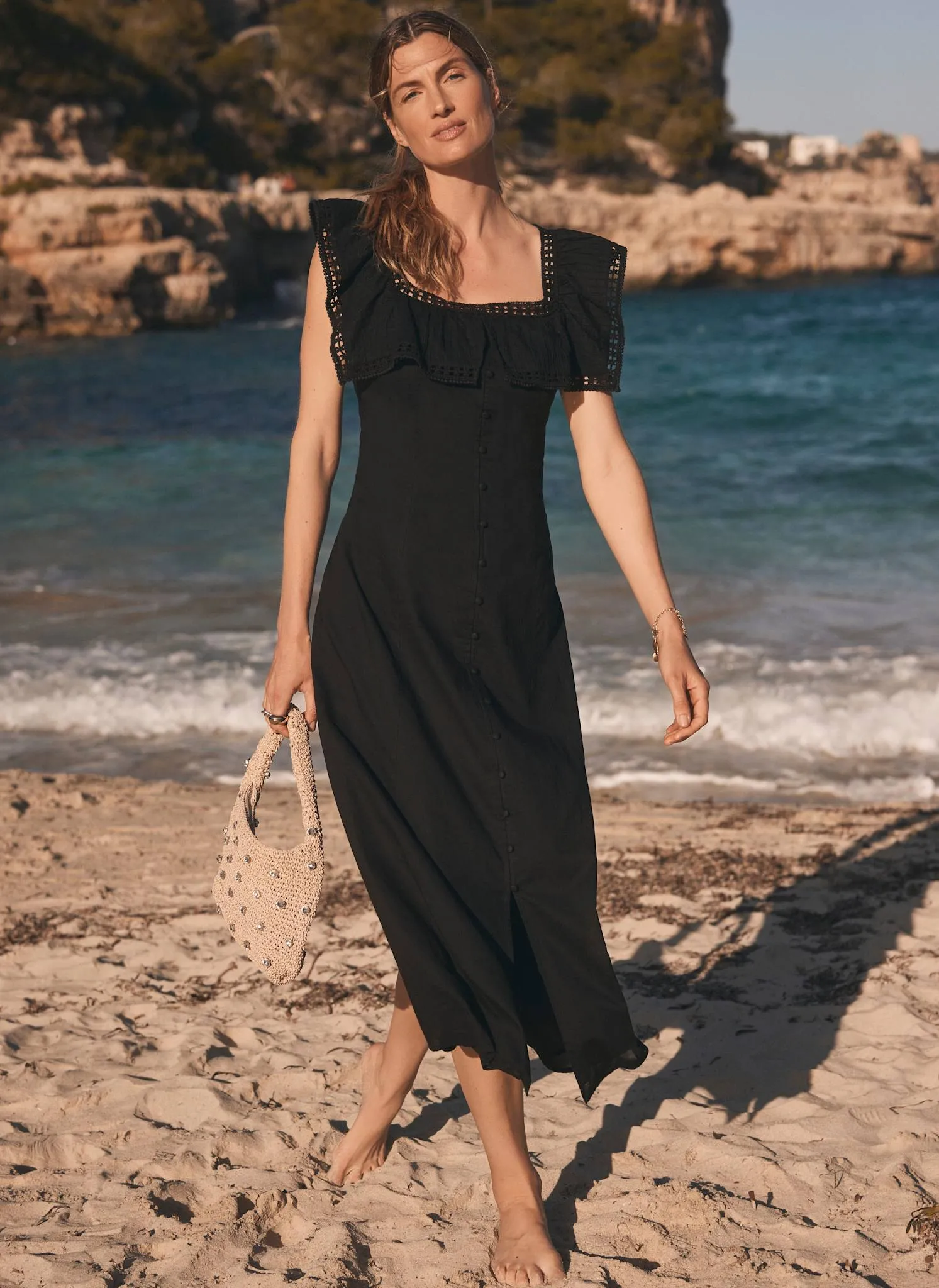 Black Poet Collar Midi Dress sold by Mint Velvet product image thumbnail 4