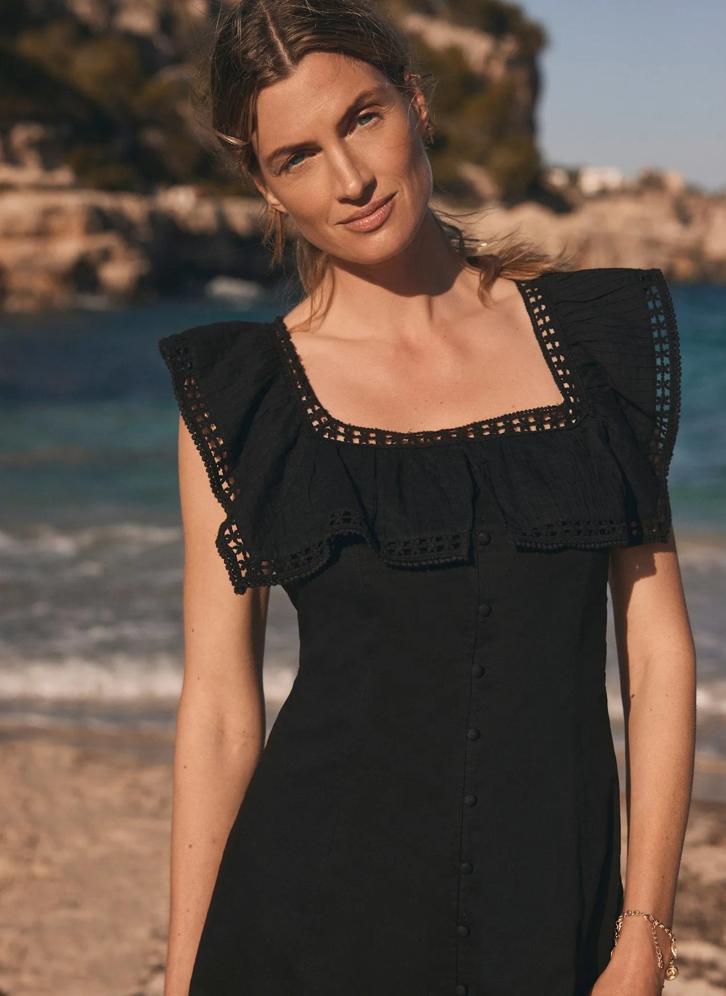 Black Poet Collar Midi Dress sold by Mint Velvet product image thumbnail 3