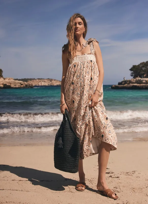 Cream Printed Midi Sundress made by Mint Velvet
