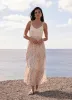 Pink Geometric Print Crochet Maxi Dress sold by Mint Velvet