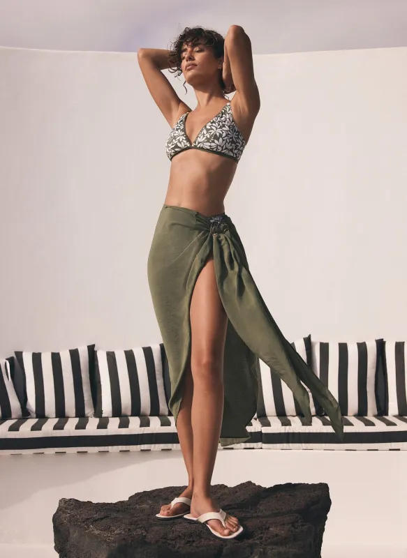 Khaki Gold Trim Sarong sold by Mint Velvet