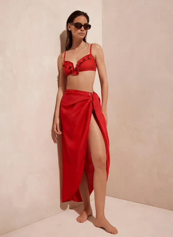 Red Gold Trim Sarong sold by Mint Velvet