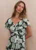 Green Floral Print Ruffle Midi Dress sold by Mint Velvet