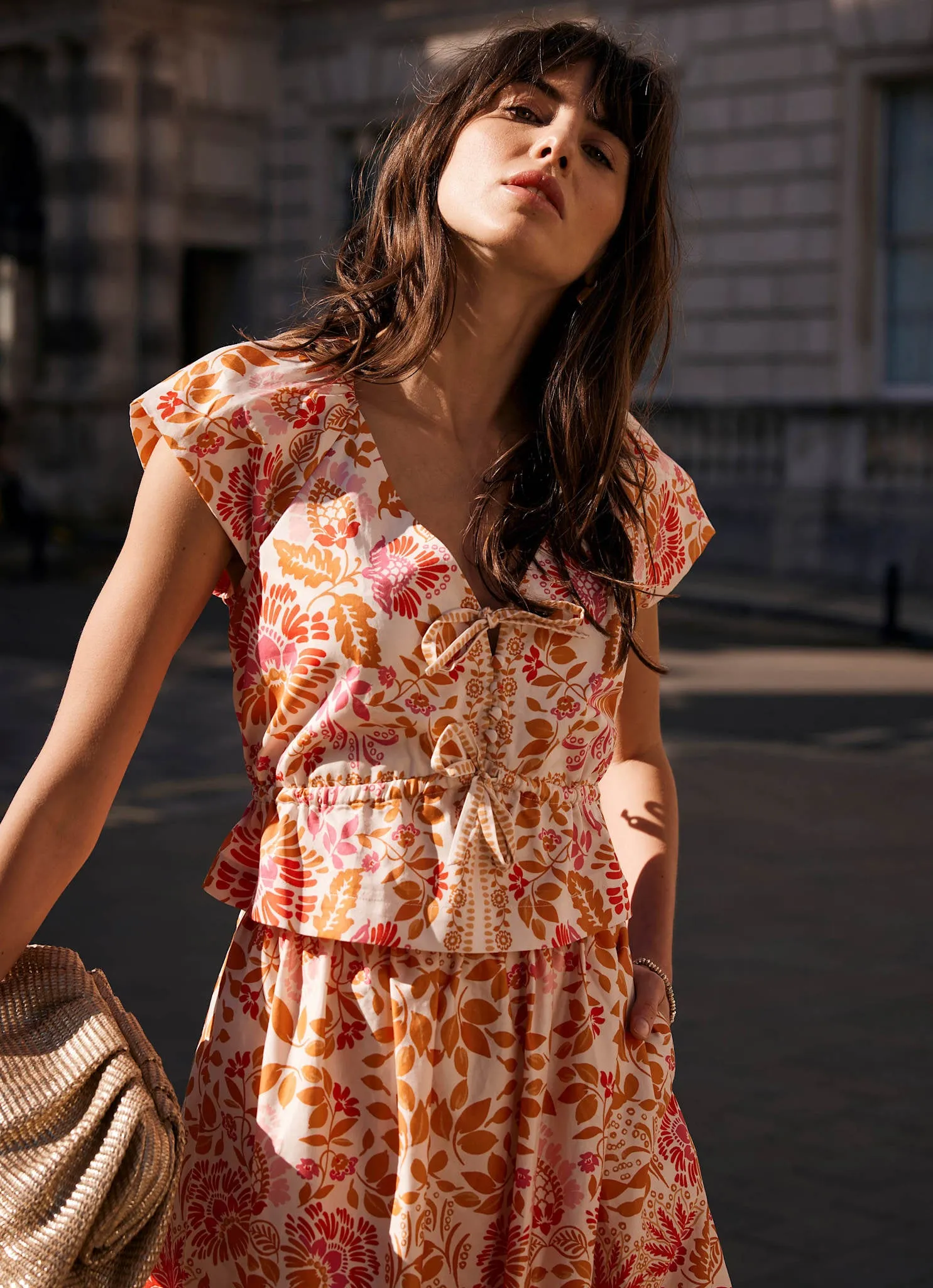 Orange Floral Print Tie Front Top sold by Mint Velvet product image thumbnail 4