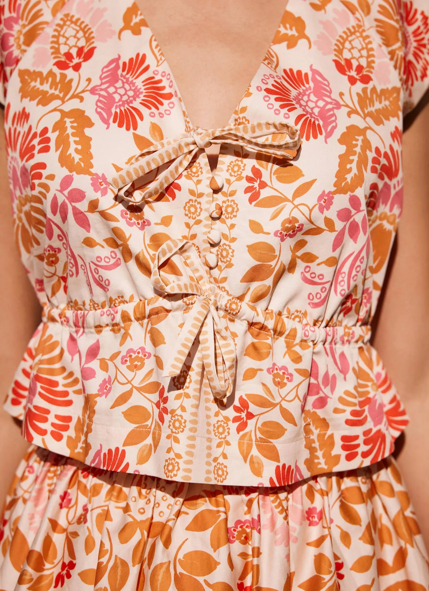 Orange Floral Print Tie Front Top sold by Mint Velvet product image thumbnail 5