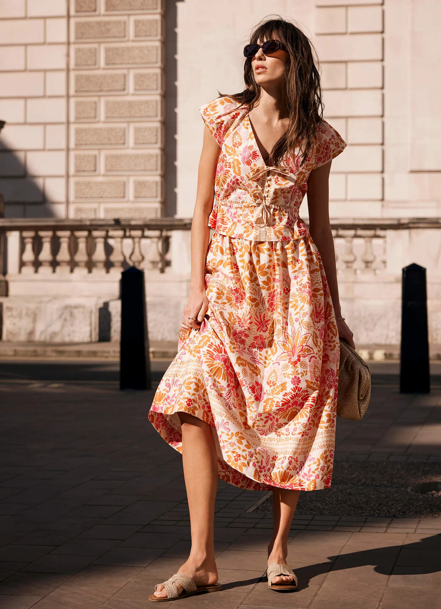 Orange Floral Print Tie Front Top sold by Mint Velvet product image thumbnail 3