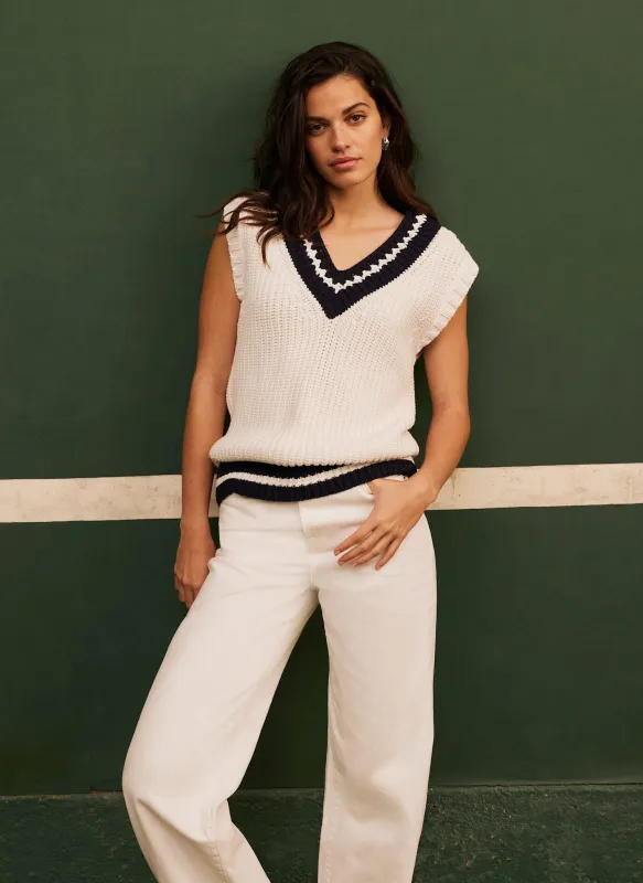 White Cotton Blend Knit Vest sold by Mint Velvet