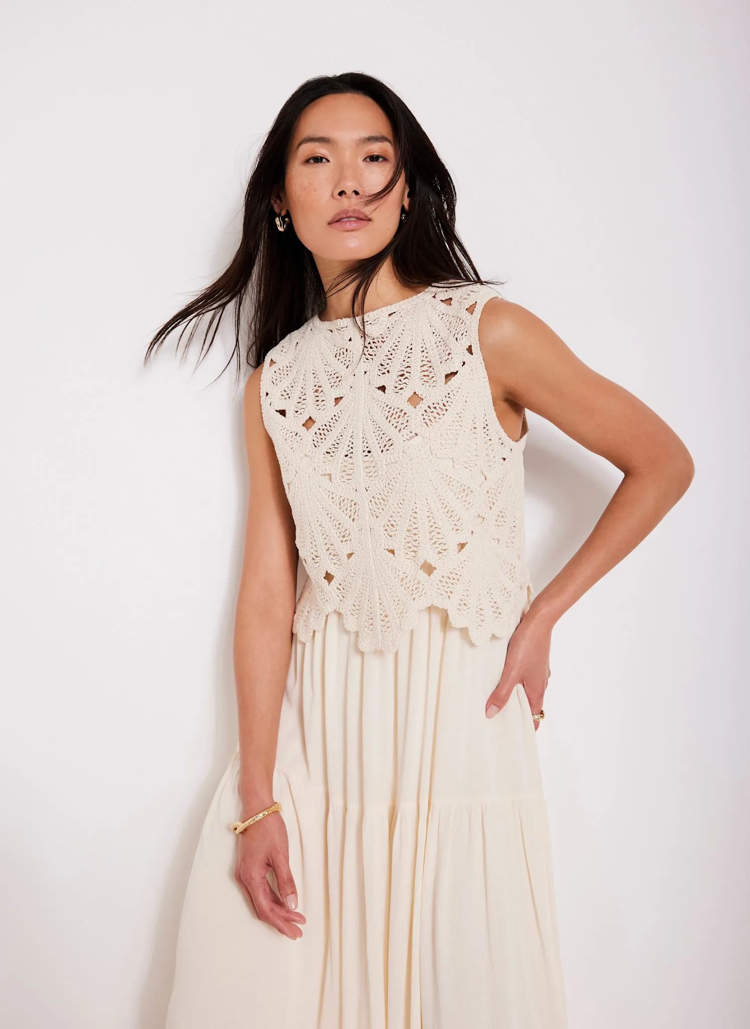 Neutral Crochet Midi Dress sold by Mint Velvet product image thumbnail 5