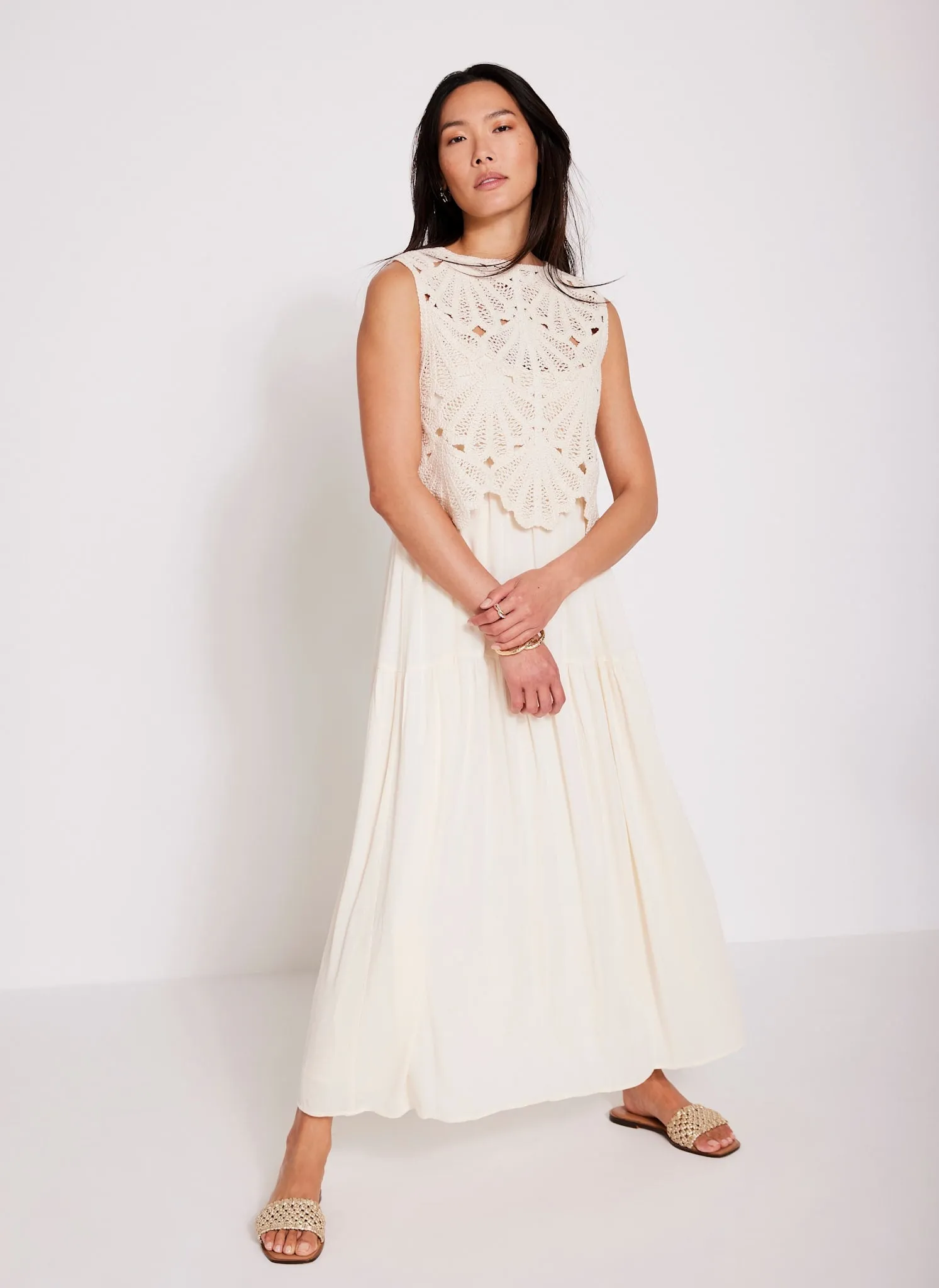 Neutral Crochet Midi Dress sold by Mint Velvet product image thumbnail 2