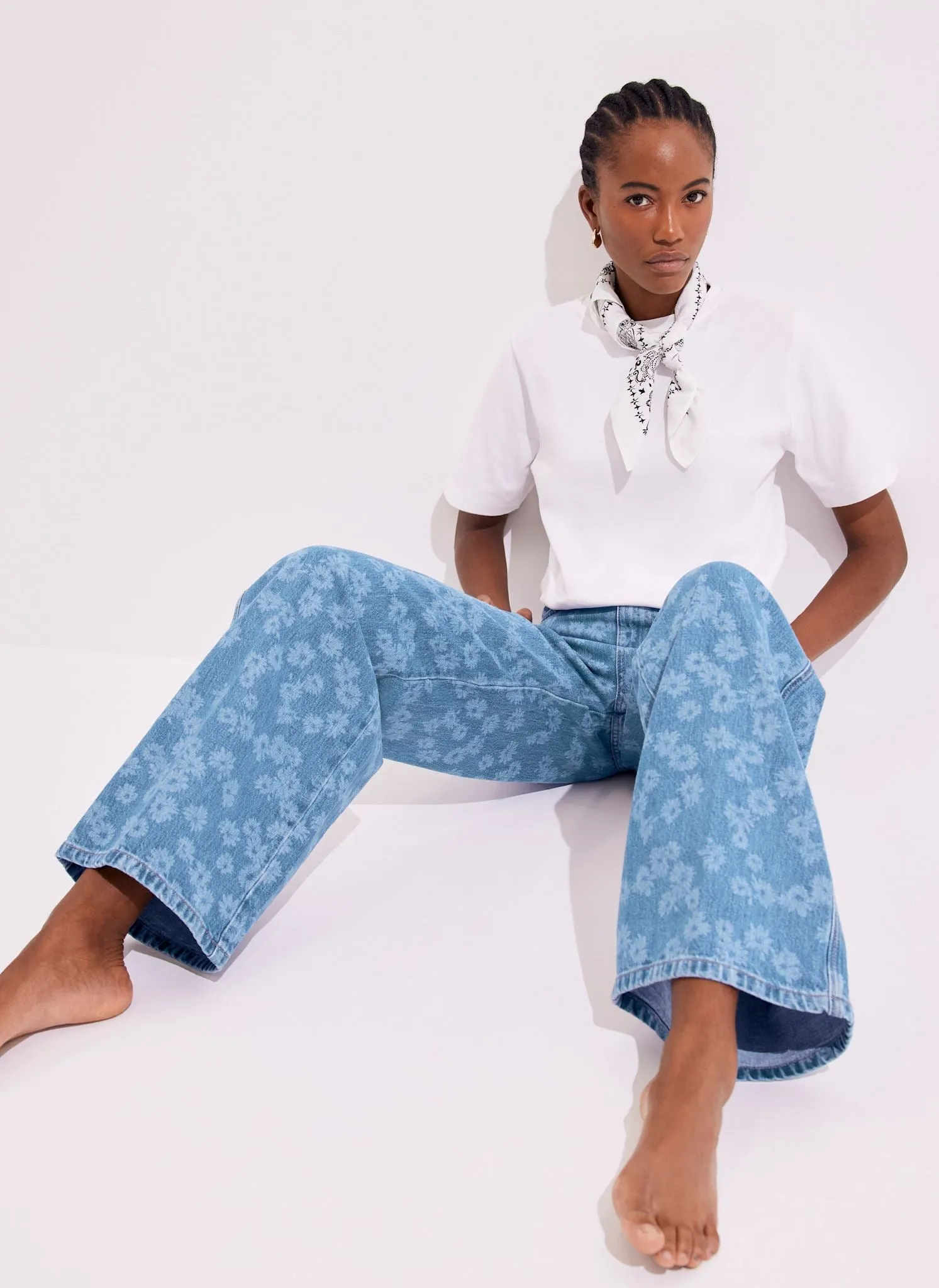 Mid Indigo Floral Wide Jeans sold by Mint Velvet product image thumbnail 2