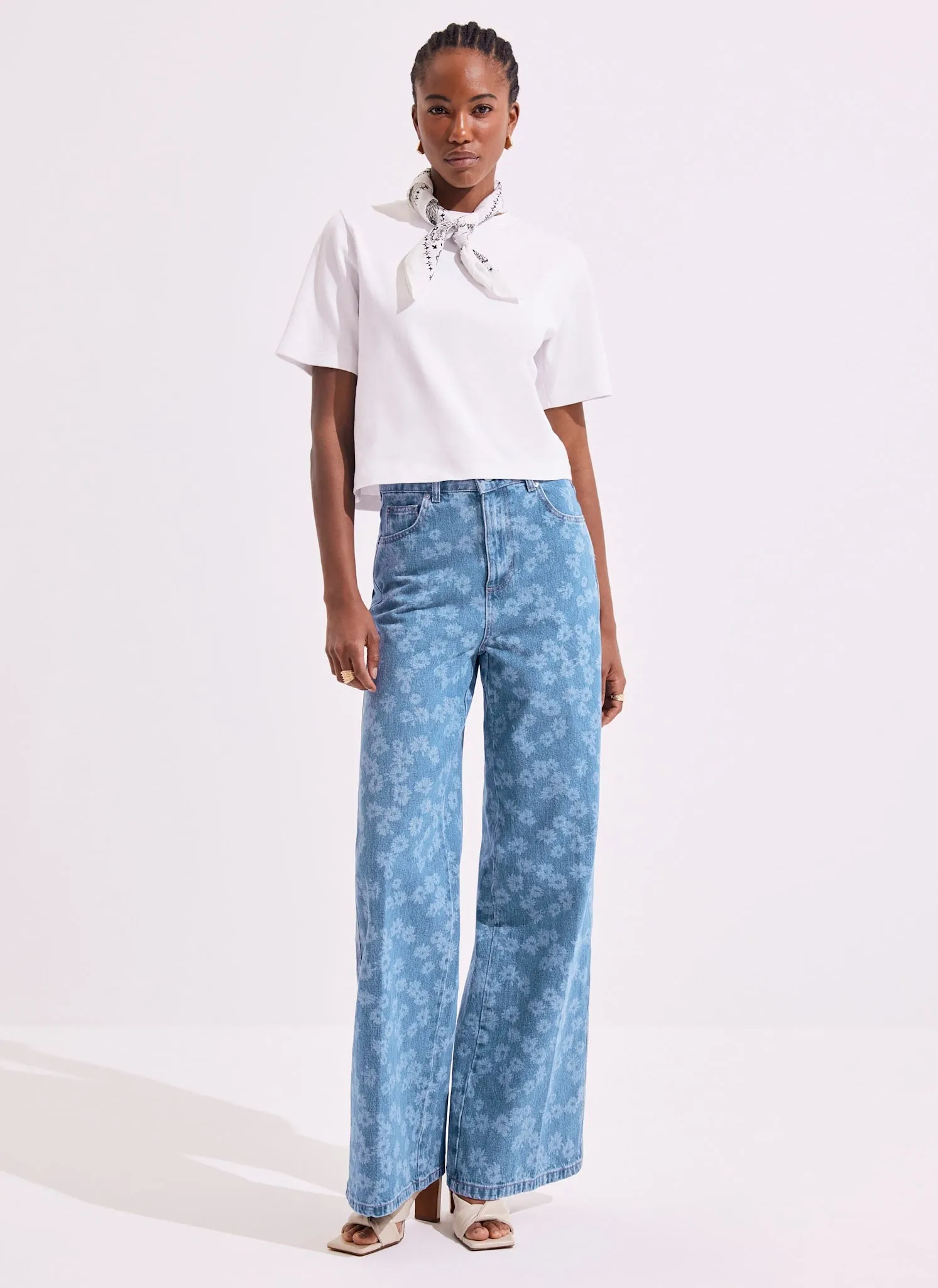 Mid Indigo Floral Wide Jeans sold by Mint Velvet product image thumbnail 3