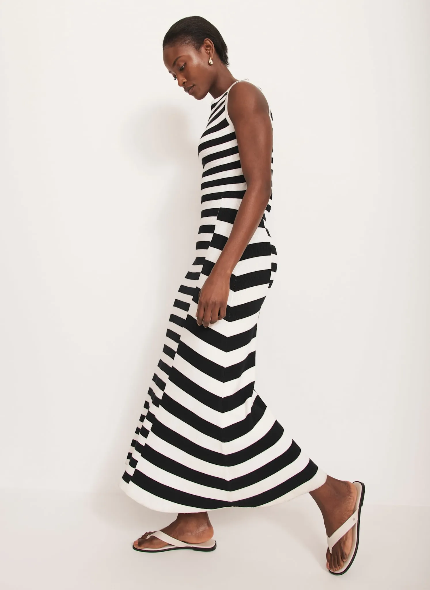 Navy Stripe Knit Midi Dress sold by Mint Velvet product image thumbnail 3