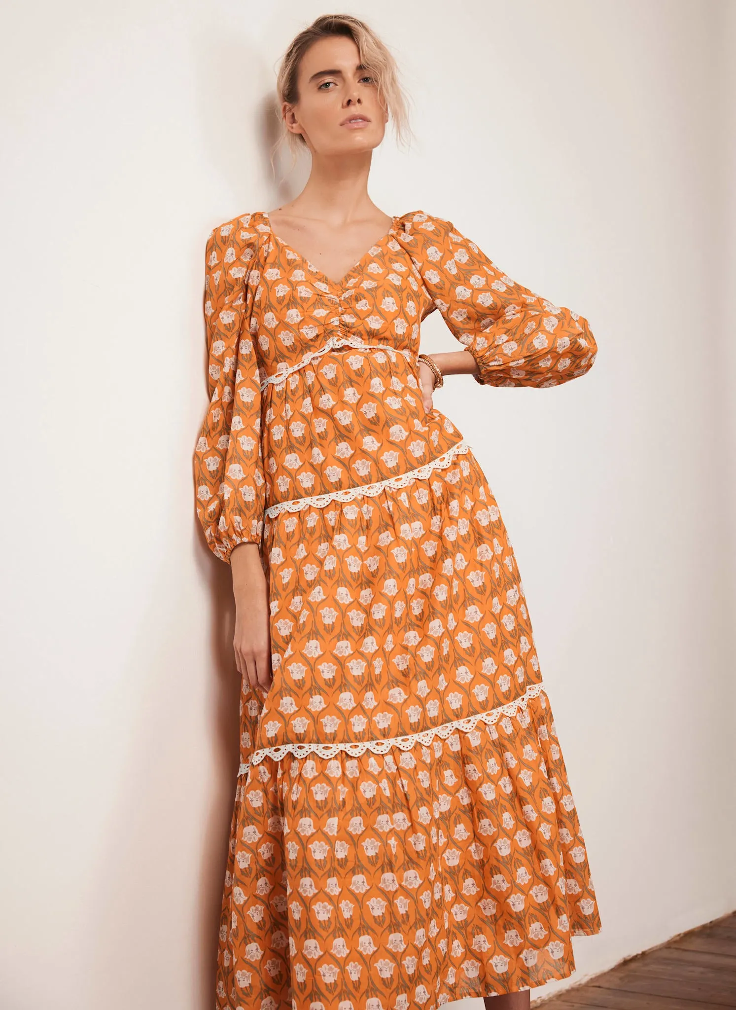 Orange Floral Print Maxi Dress sold by Mint Velvet product image thumbnail 3
