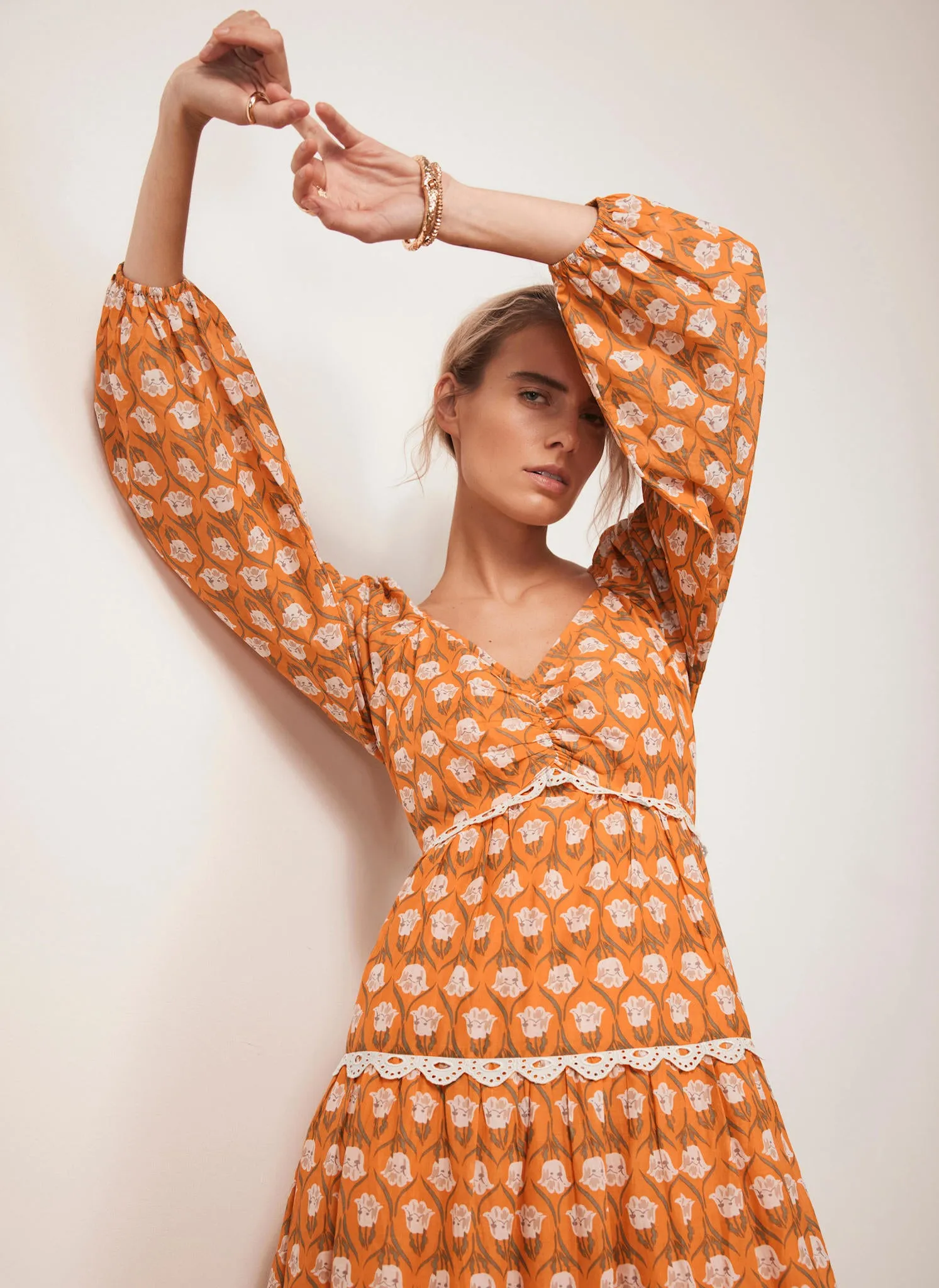 Orange Floral Print Maxi Dress sold by Mint Velvet product image thumbnail 2