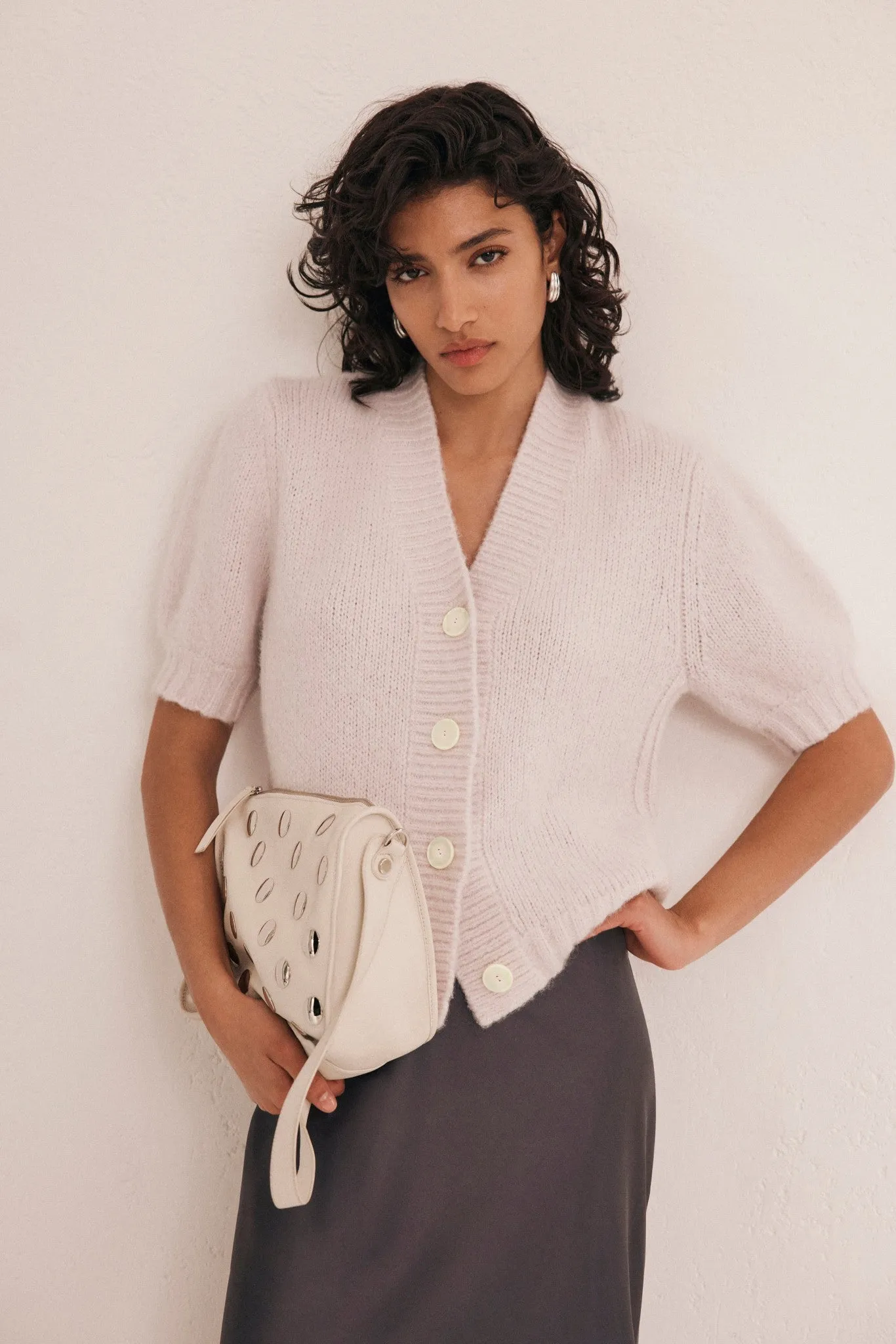 Pink Wool Blend Knit Cardigan sold by Mint Velvet product image thumbnail 3