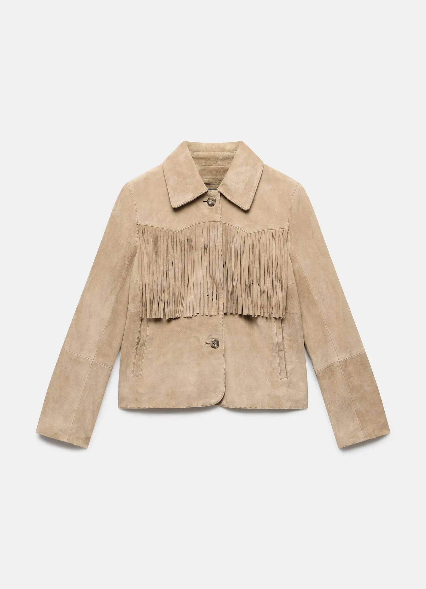 Neutral Suede Fringed Jacket sold by Mint Velvet product image thumbnail 5