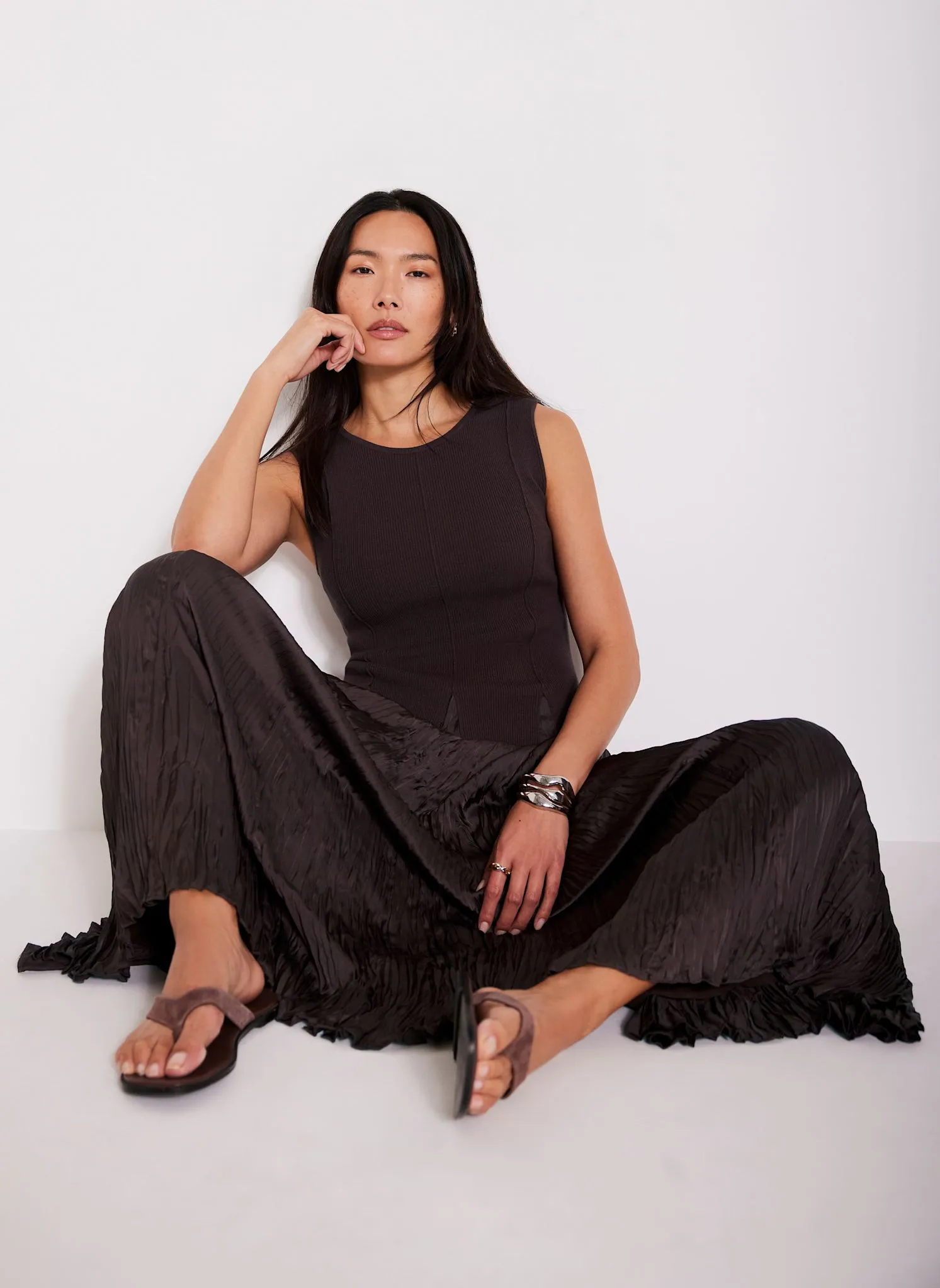 Dark Brown Mix Drop Waist Maxi Dress sold by Mint Velvet product image thumbnail 2