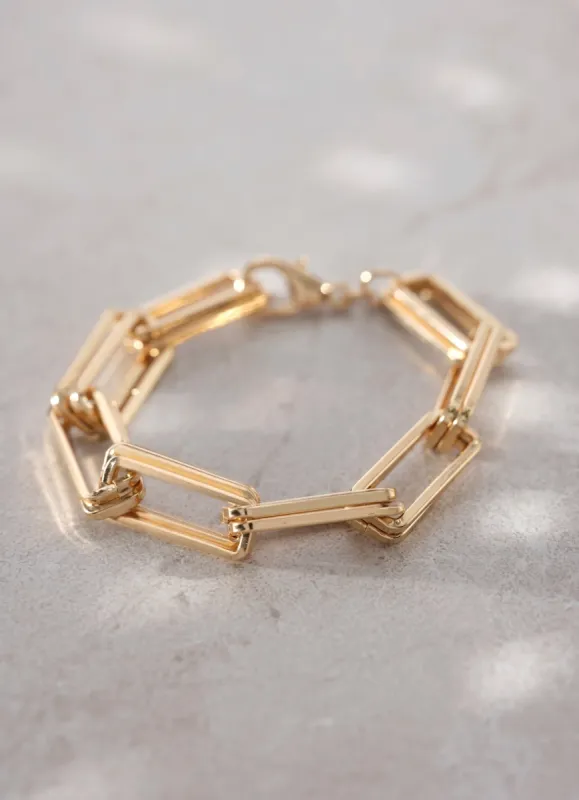 Gold Tone Square Link Bracelet sold by Mint Velvet