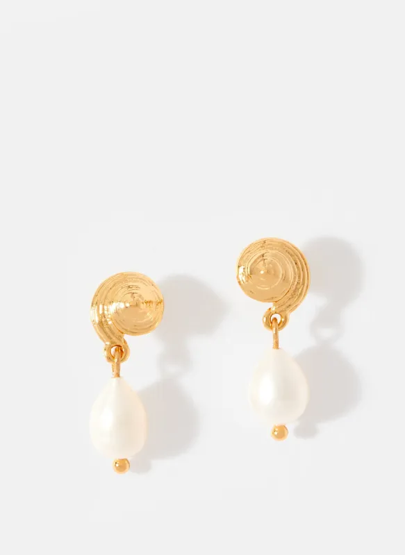 Gold Plated Pearl Earrings sold by Mint Velvet