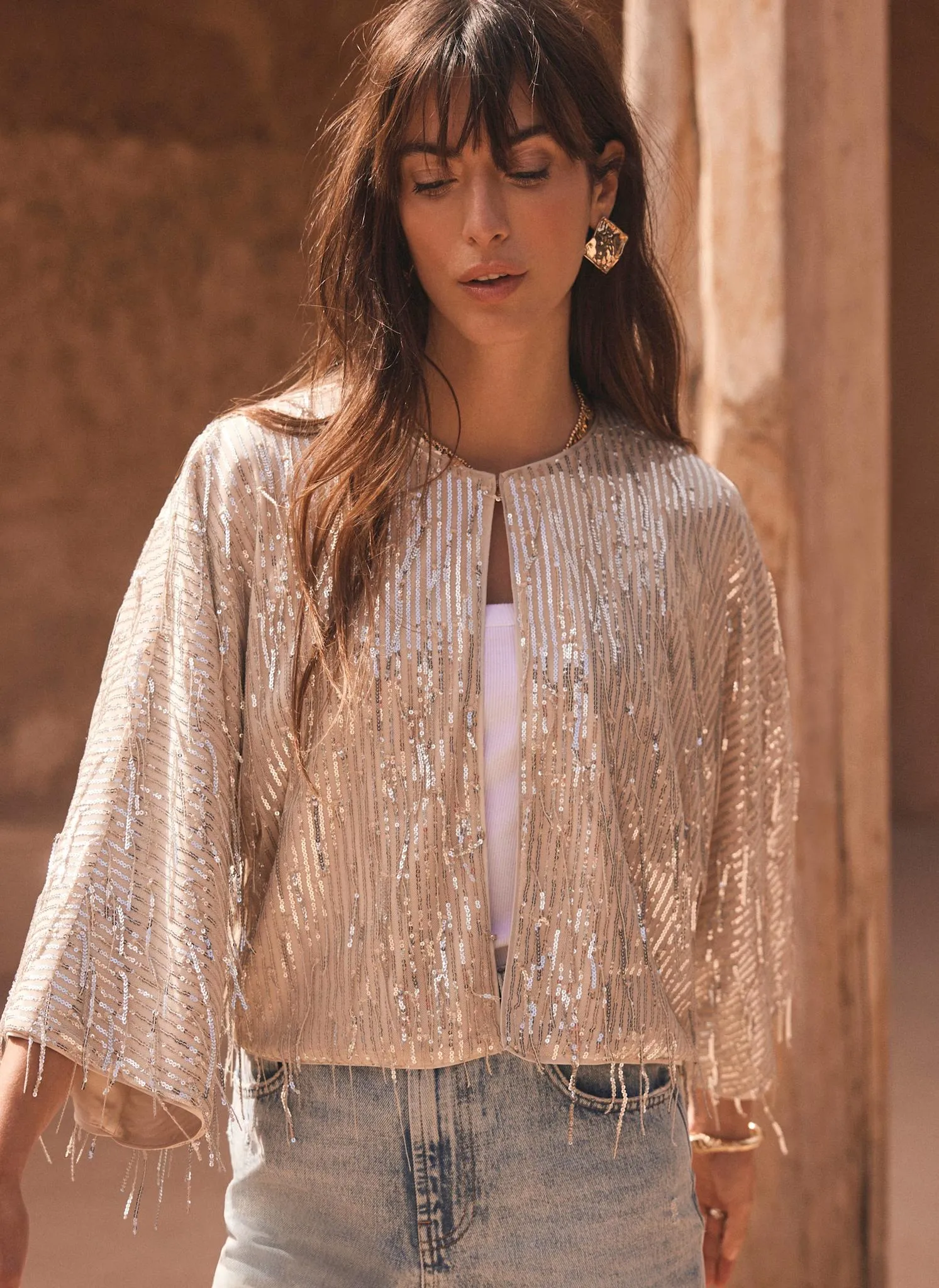 Silver Embellished Sequin Jacket sold by Mint Velvet product image thumbnail 4