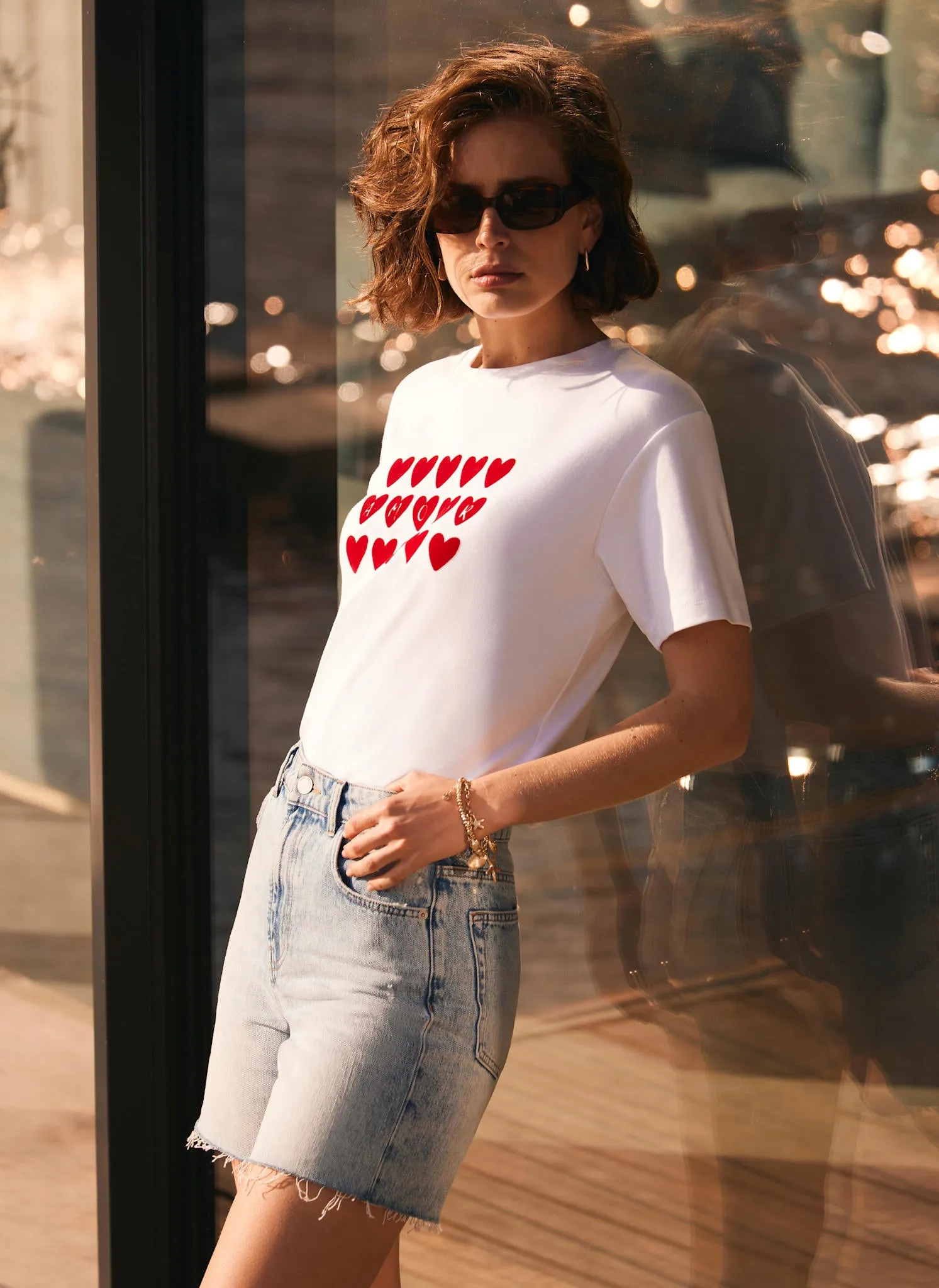 White Cotton Heart Graphic T-Shirt sold by Mint Velvet