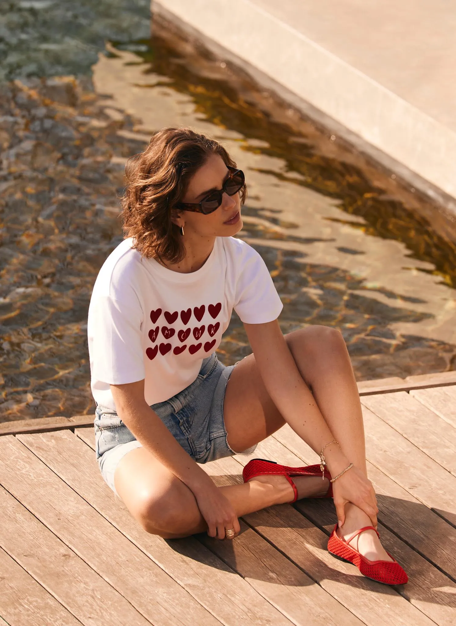 White Cotton Heart Graphic T-Shirt sold by Mint Velvet product image thumbnail 4