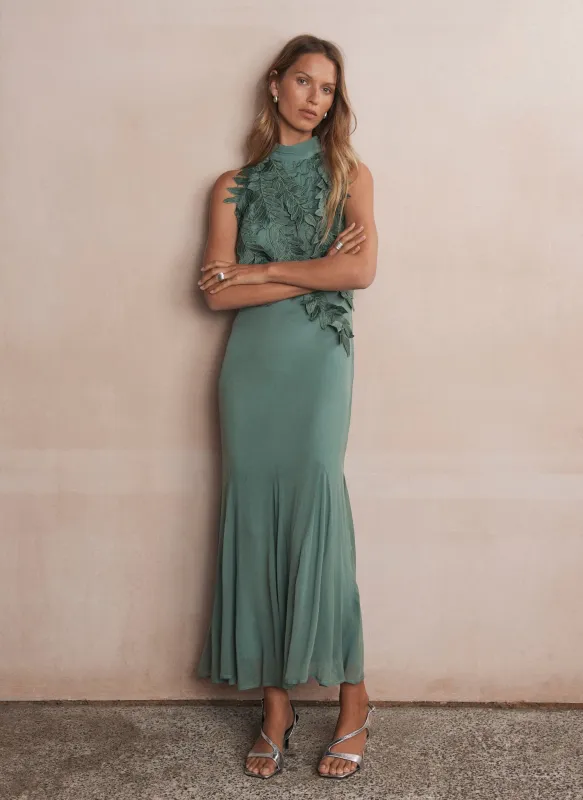 Teal Embroidered Applique Maxi Dress sold by Mint Velvet