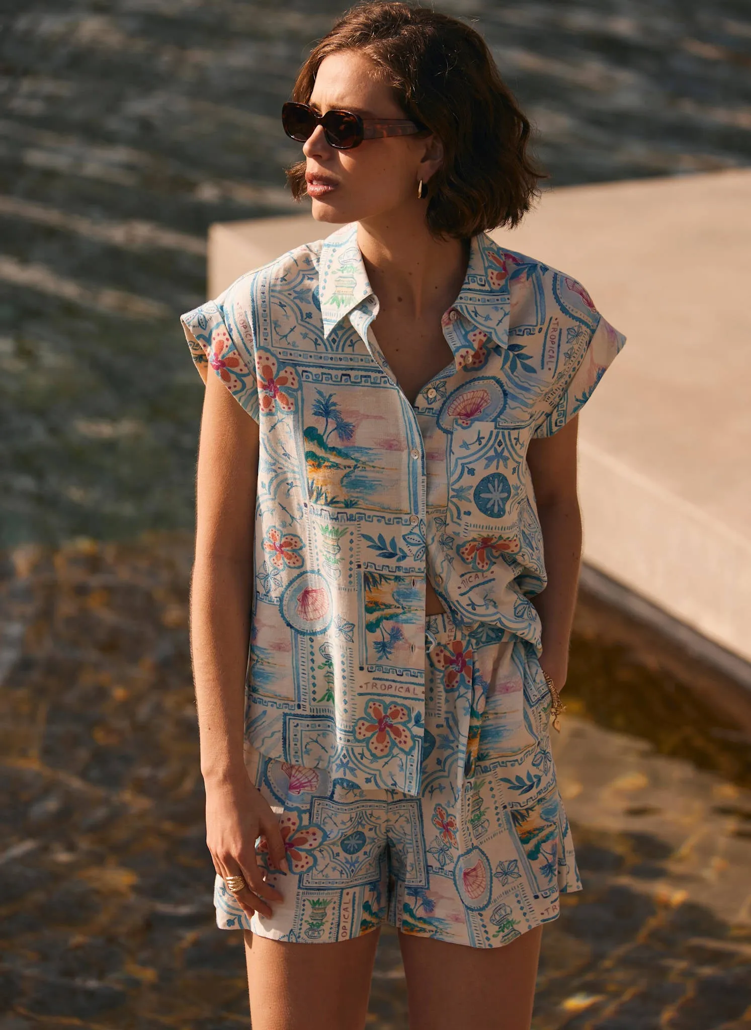 Cream Postcard Print Resort Shirt sold by Mint Velvet