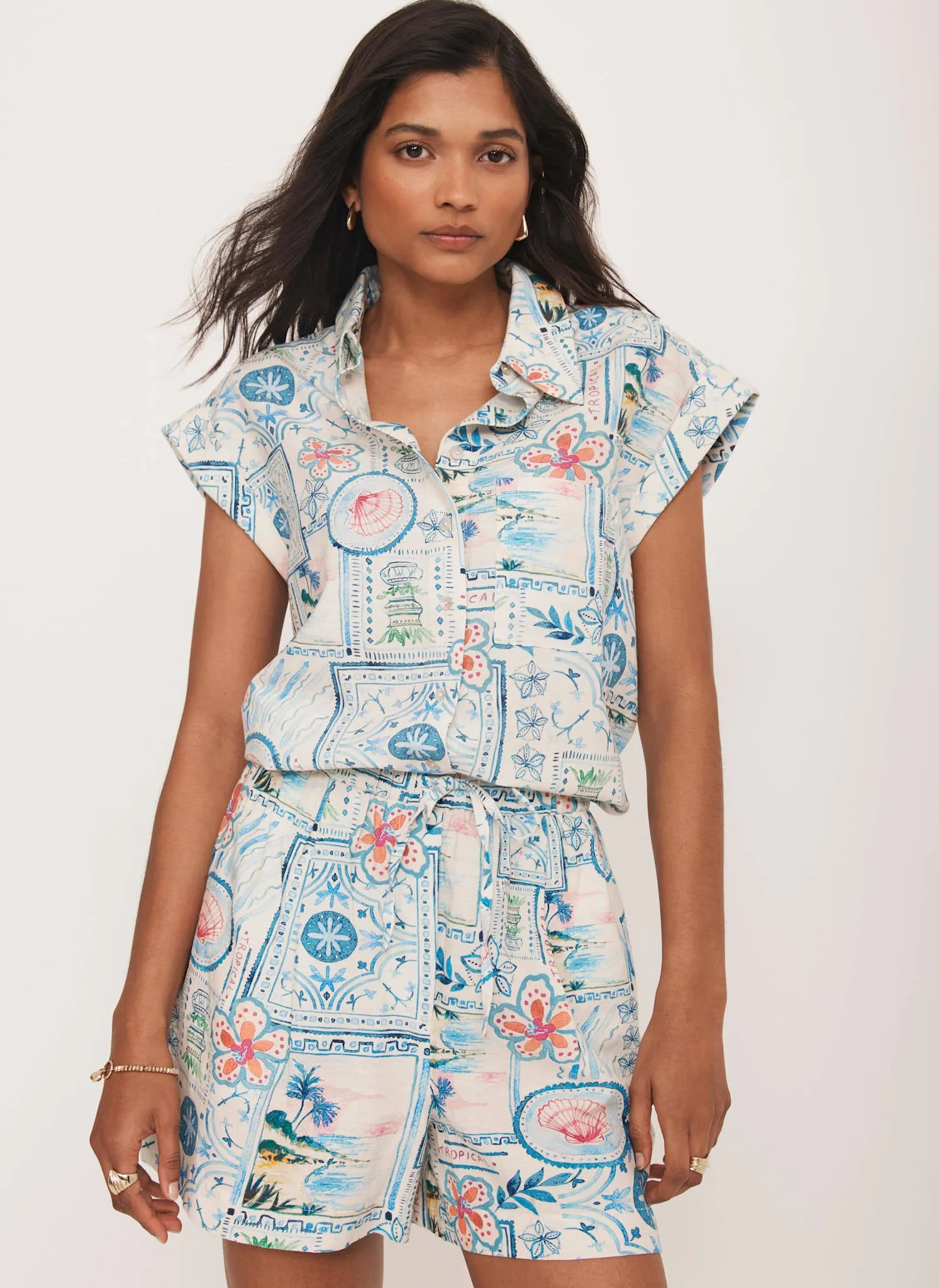 Cream Postcard Print Resort Shirt sold by Mint Velvet product image thumbnail 3