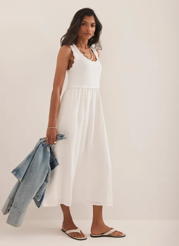 White Scallop Trim Midi Dress sold by Mint Velvet