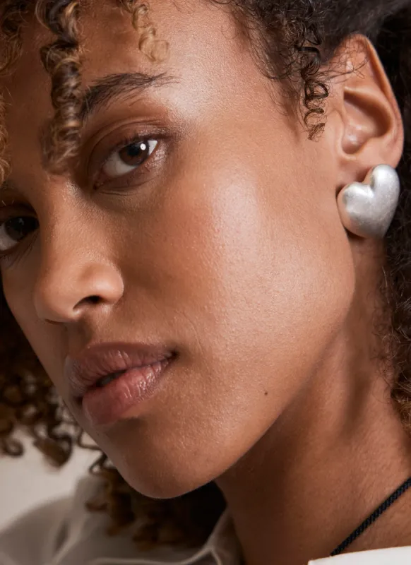 Silver Tone Heart Earrings sold by Mint Velvet