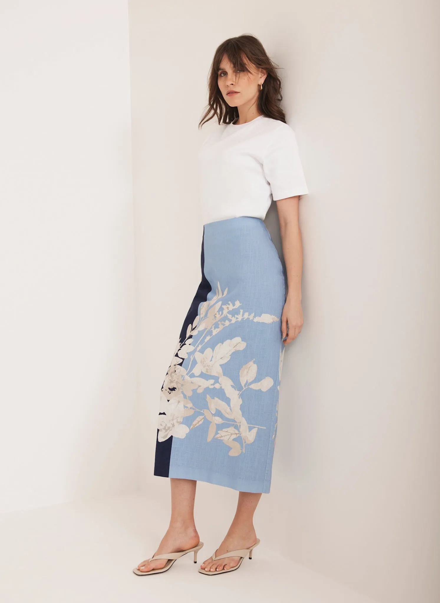 Blue Floral Print Pencil Skirt sold by Mint Velvet product image thumbnail 5