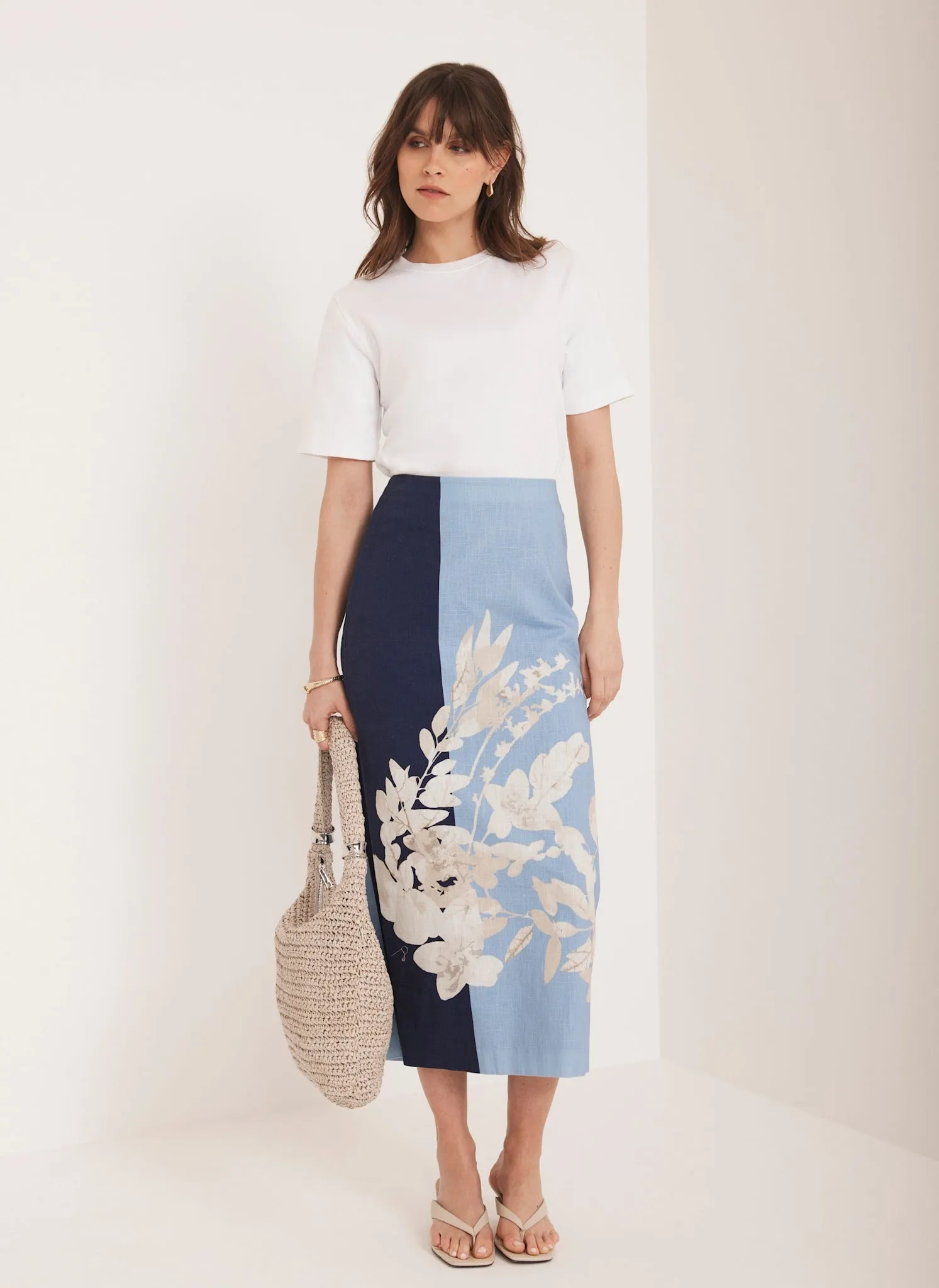 Blue Floral Print Pencil Skirt sold by Mint Velvet product image thumbnail 2