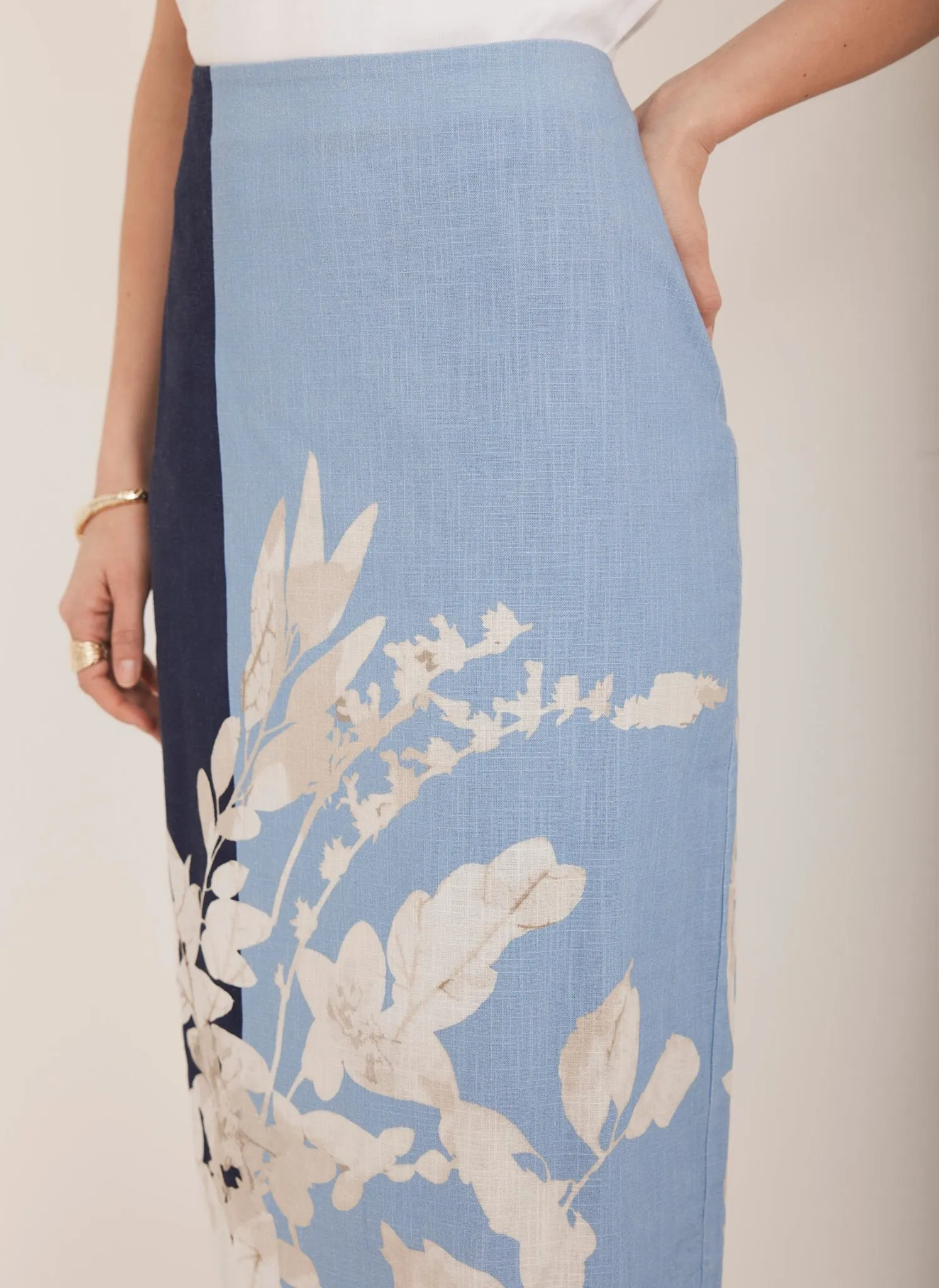 Blue Floral Print Pencil Skirt sold by Mint Velvet product image thumbnail 4