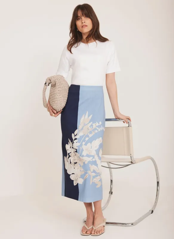 Blue Floral Print Pencil Skirt sold by Mint Velvet