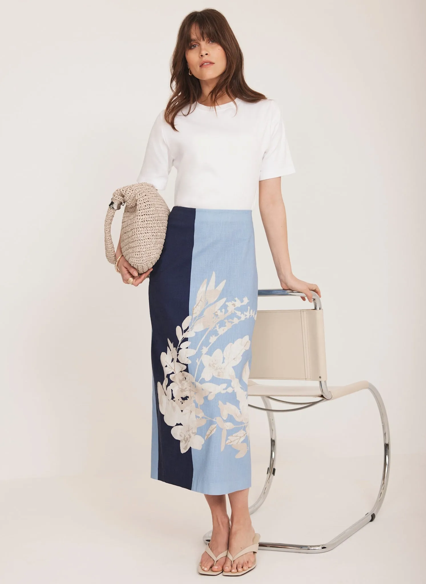 Blue Floral Print Pencil Skirt sold by Mint Velvet