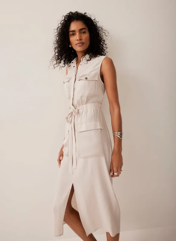 Neutral Utility Midi Dress sold by Mint Velvet