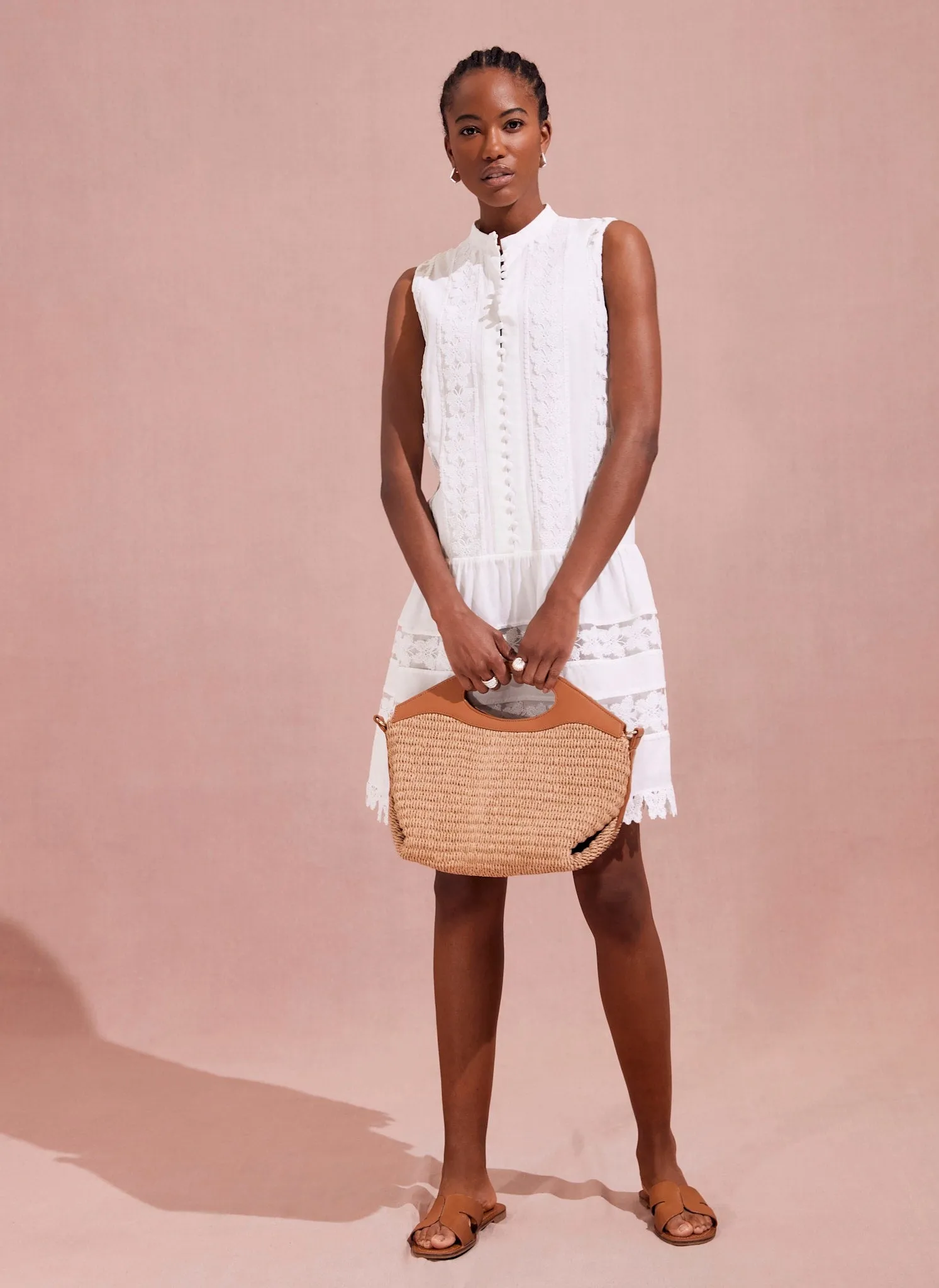 White Butterfly Trim Drop Waist Mini Dress sold by Mint Velvet product image thumbnail 5