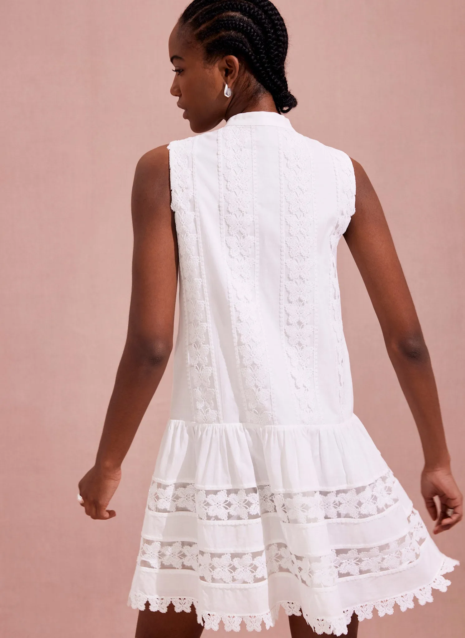 White Butterfly Trim Drop Waist Mini Dress sold by Mint Velvet product image thumbnail 3