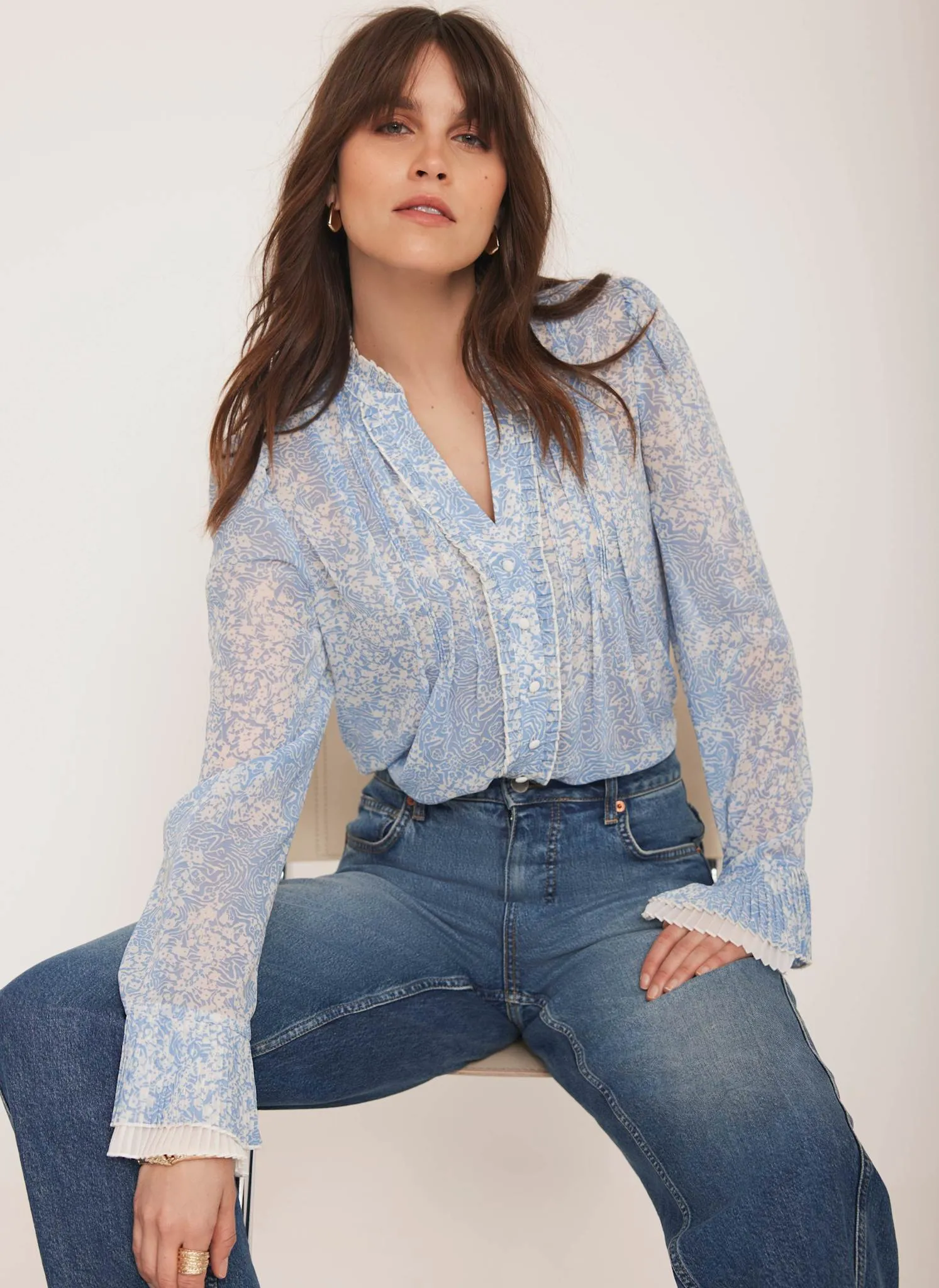 Blue Floral Print Blouse sold by Mint Velvet product image thumbnail 2