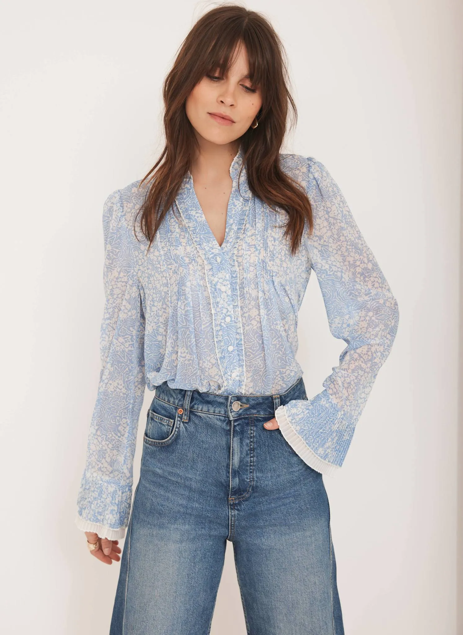 Blue Floral Print Blouse sold by Mint Velvet product image thumbnail 3
