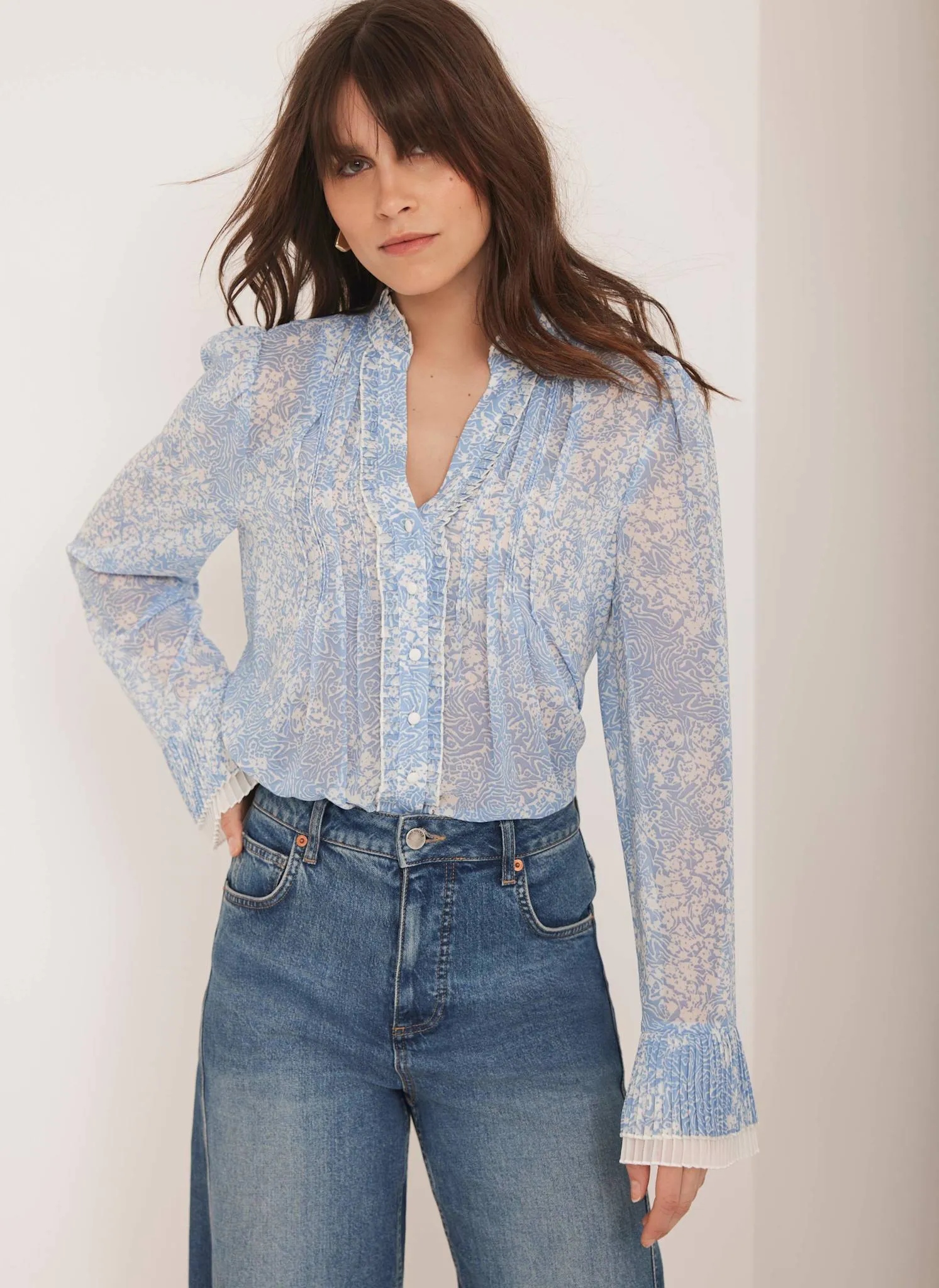 Blue Floral Print Blouse sold by Mint Velvet product image thumbnail 5