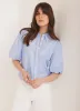 Blue Stripe Polka Heart Puff Sleeve Shirt sold by Mint Velvet