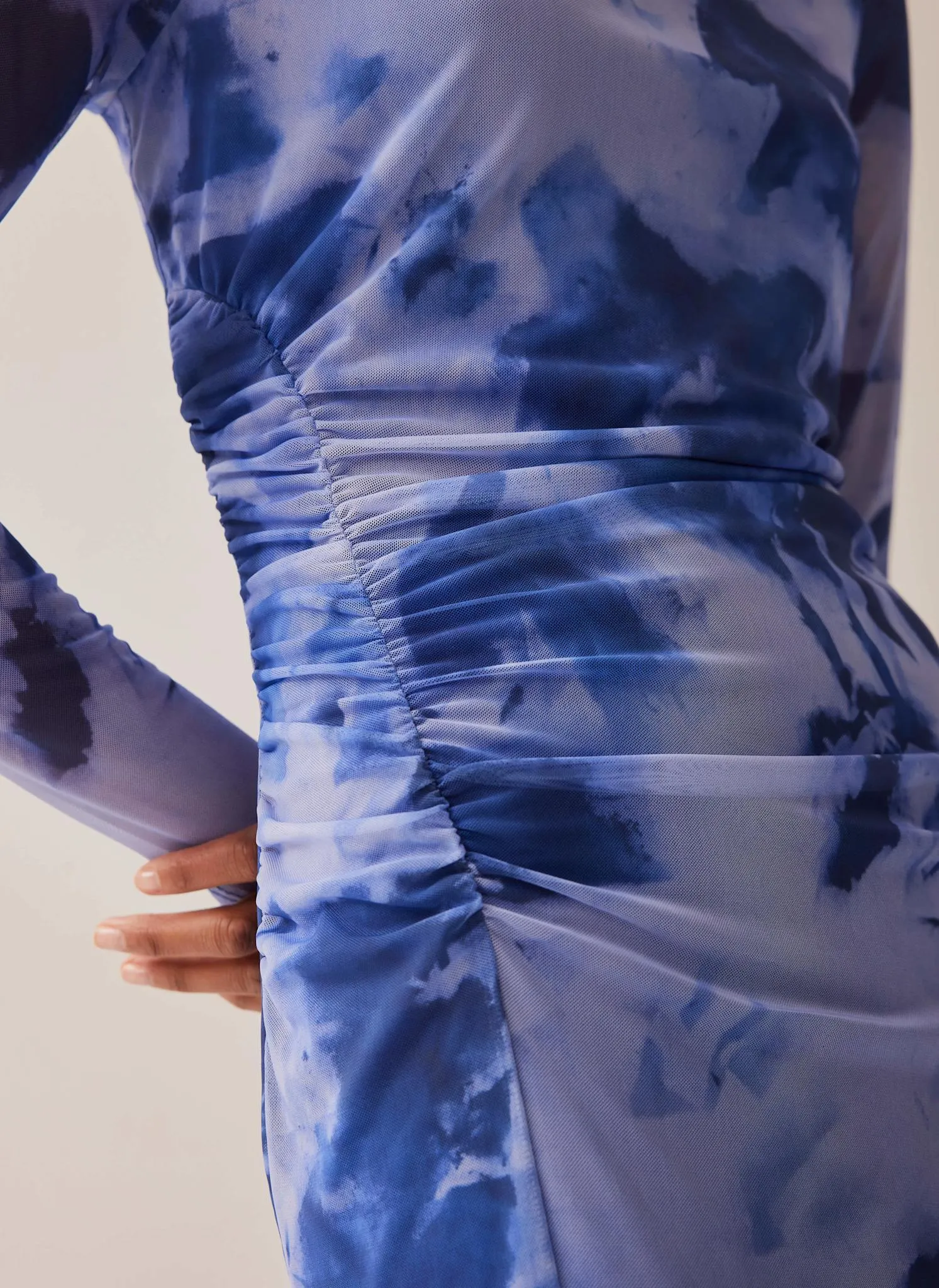 Blue Abstract Print Mesh Midi Dress sold by Mint Velvet product image thumbnail 4